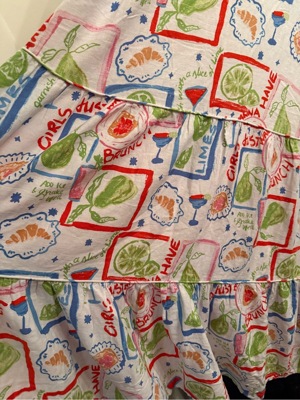 Brunch & Cocktail Novelty Print Tiered Maxi Dress tomato girl whimsical coastal - Picture 4 of 8